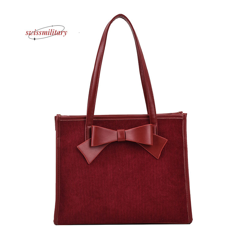 Swissmilitary Bow red hand-held one shoulder large capacity tote for women 2023 new underarm niche wedding bride bag #30