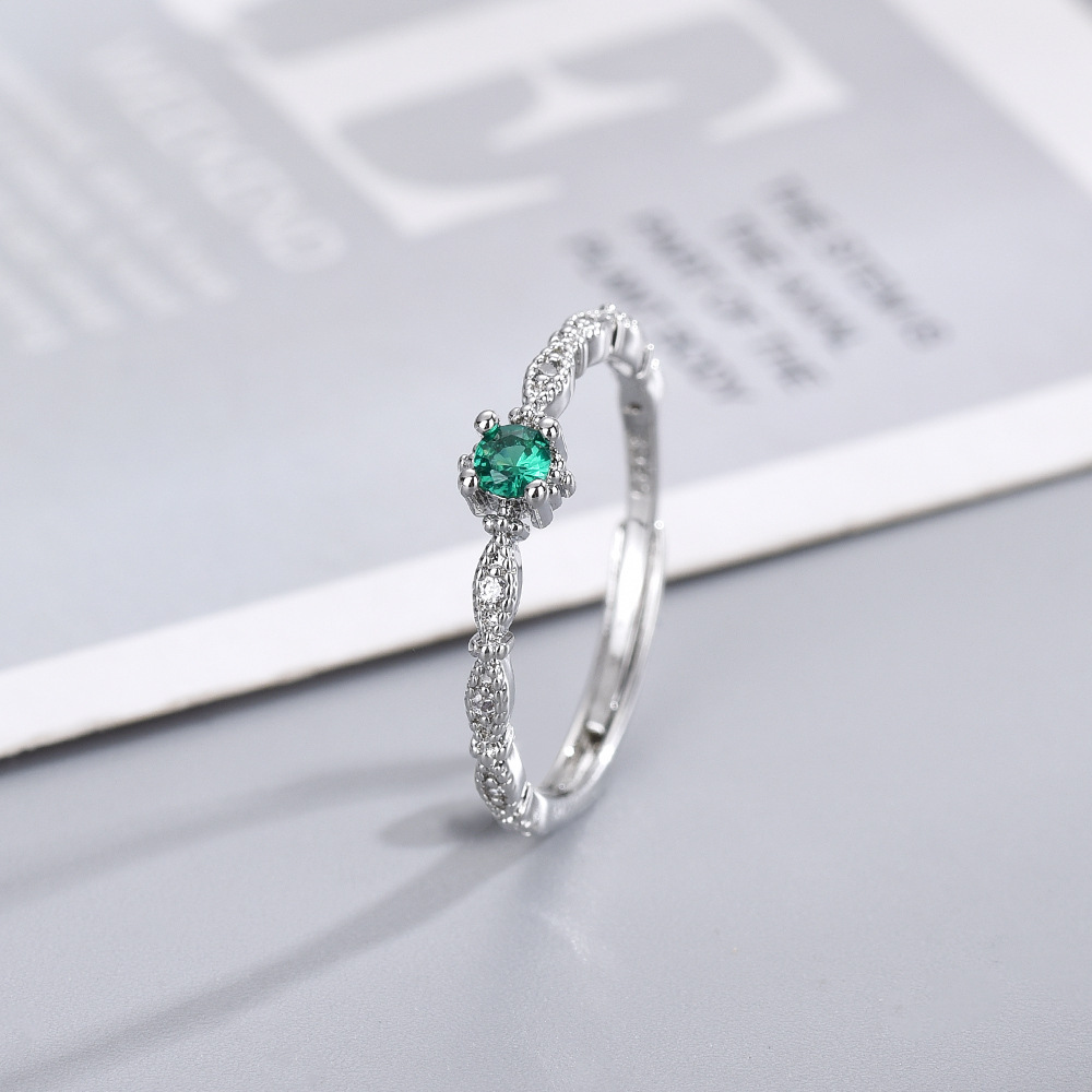 Free shipping 4mm slim nature blue dia designer ring for women girls ins fashion sier gold shine crystal cz zircon lovely engagement rings jewelry gif