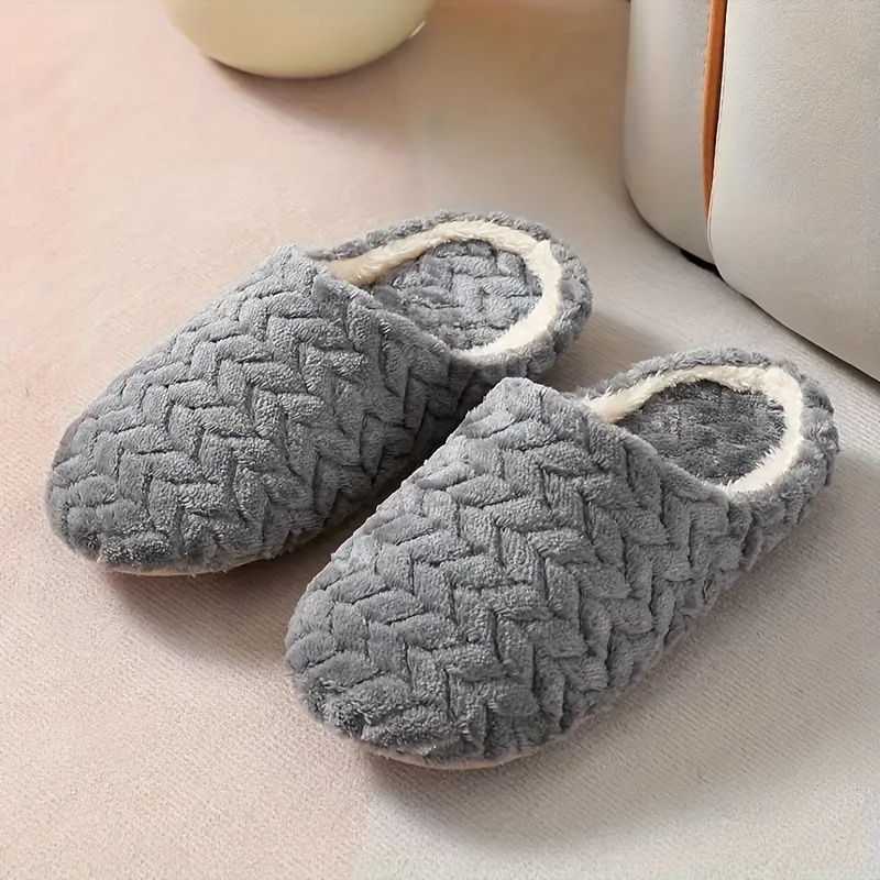 Cozy Womens Plush Indoor Slippers - Warm, Non-Slip, Soft Fabric Upper, Closed-Toe Design, Elegant Style, Slip-On Type, All-Season Comfort - Perfect fo