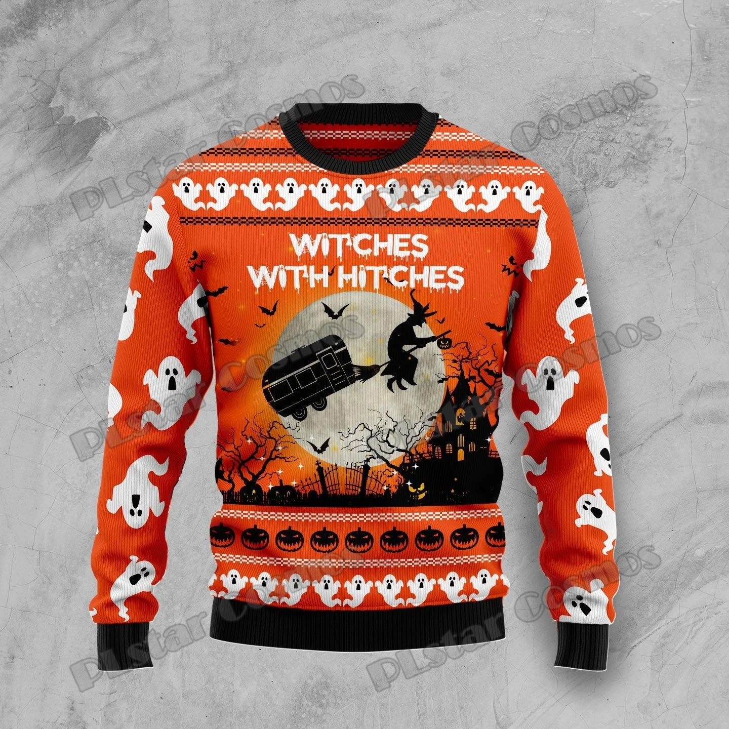 PLstar Cosmos Cat Pumpkin Halloween 3D Printed Mens Ugly Christmas Sweater Unisex Casual Knitted Pullover Sweater ZZM24 240829