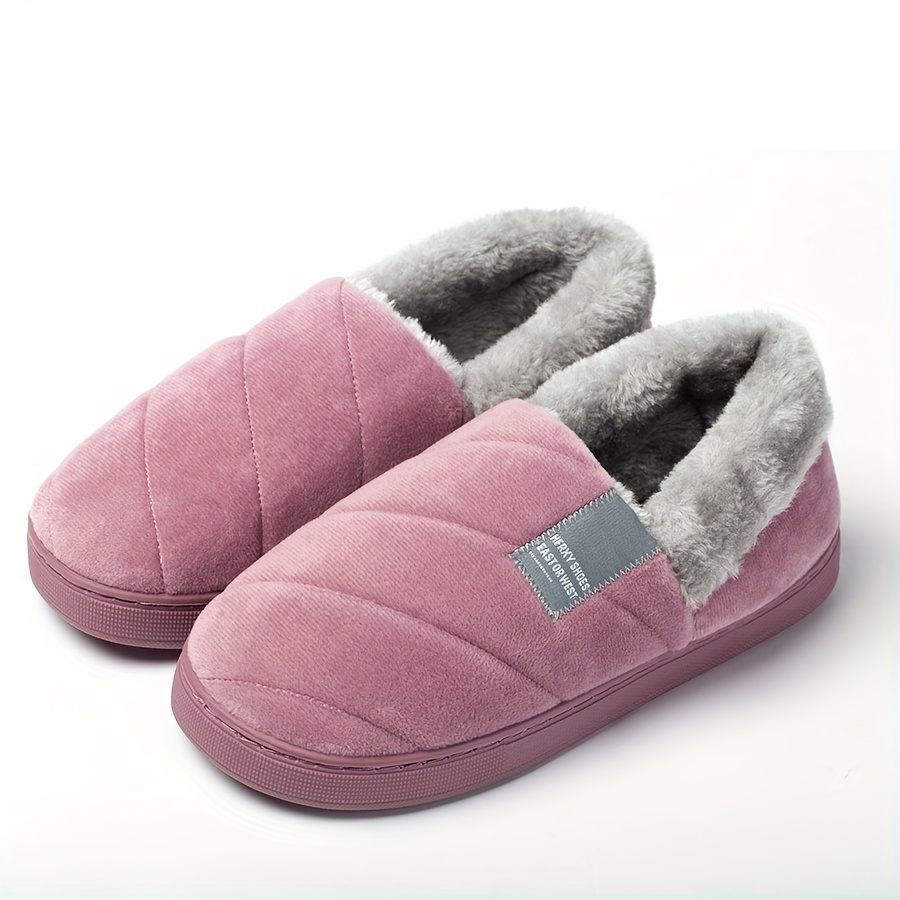 Men's Winter-Ready Slip-On Slippers - Cozy Plush Footwear with Non-Slip Grip, Casual Round Toe Home Shoes slipper