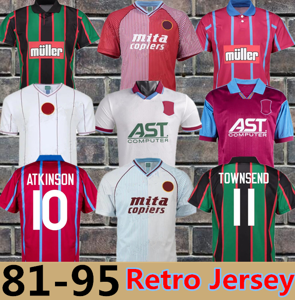 RETRO 1982 1980 1981 1988 1995 1993 Aston villaES Soccer Jerseys ROTTERDAM Peter Withe Des Bremner Tony Morley Gary Shaw Football shirt ATKINSON YORKE uniform CALCIO
