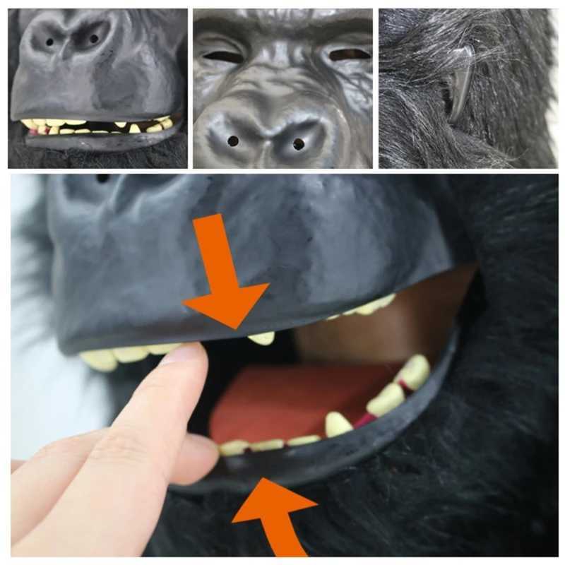 Halloween Black Gorillas Full Head Mask Latex 3D Animal Headgear for Party Festival Supplies Y240829