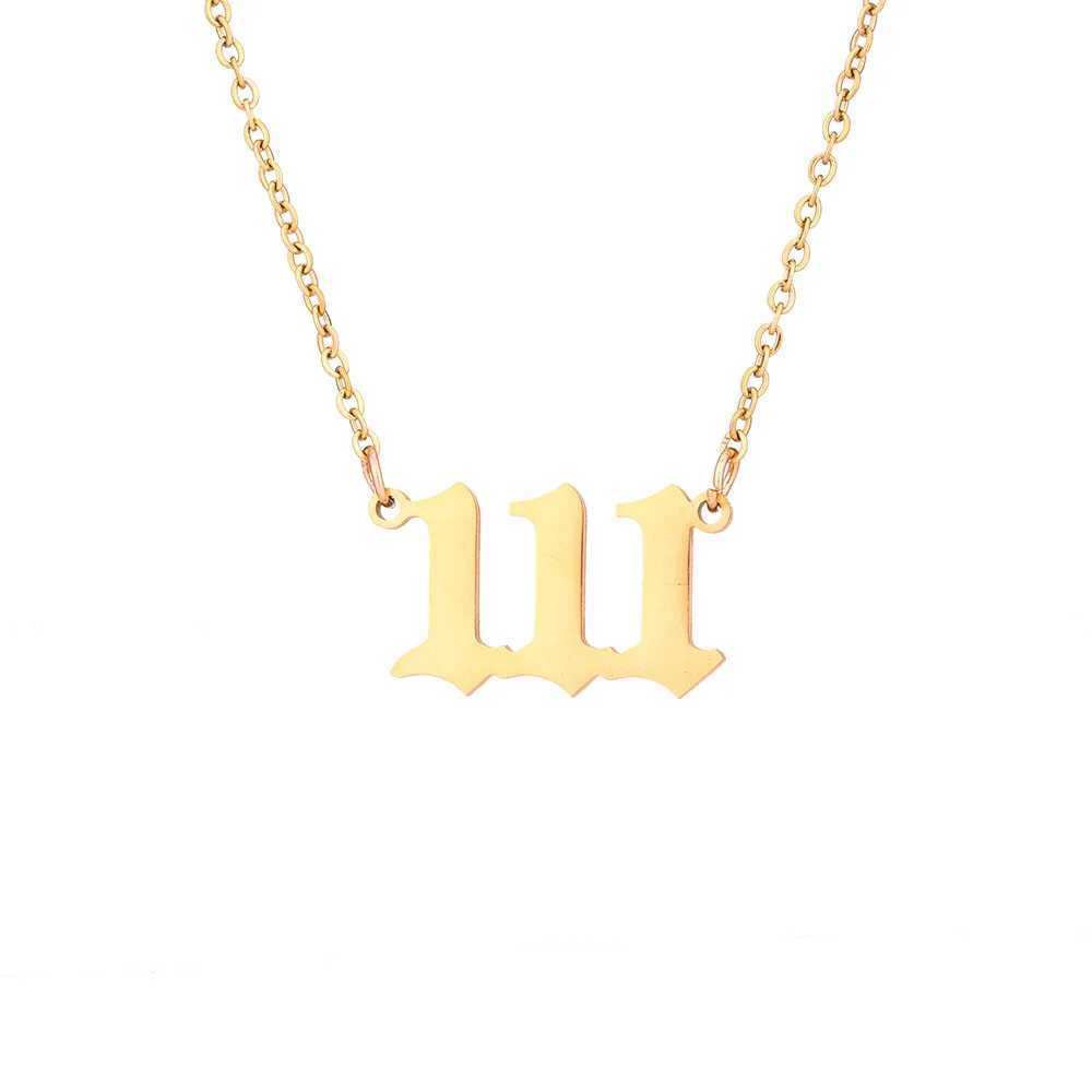 Trendy Lucky Number 111-999 Stainless Steel Gold Chain Necklace Womens Pendant Gift W240828