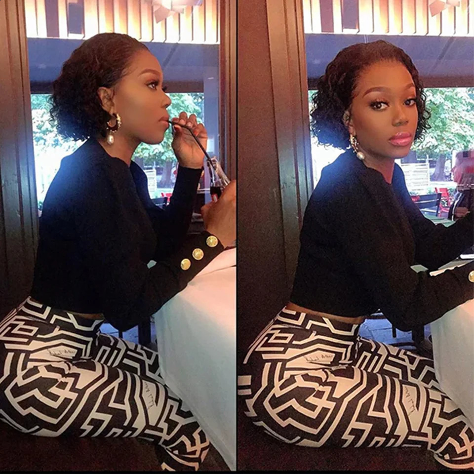 Short Human Hair Wig Highlight Pixie Cut Lace Front Human Hair Wigs For Black Women Perruque Cheveux Humain Glueless Wig 240828