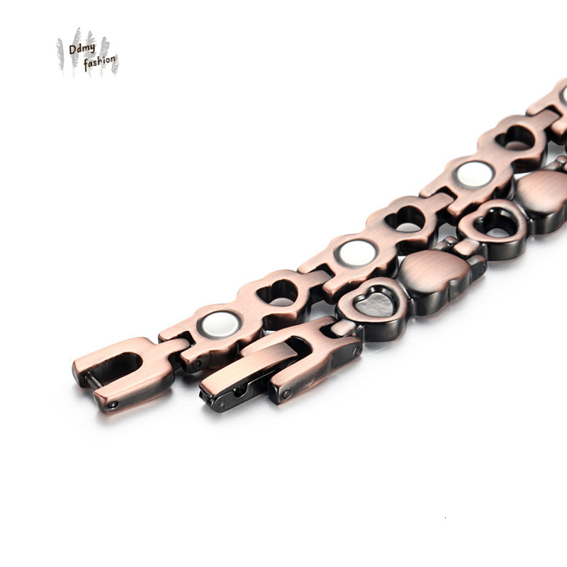 Yunjin Ancient Red Copper Magnet Creative Heart shaped Adjustable Bracelet F08.31-5.2 e3872