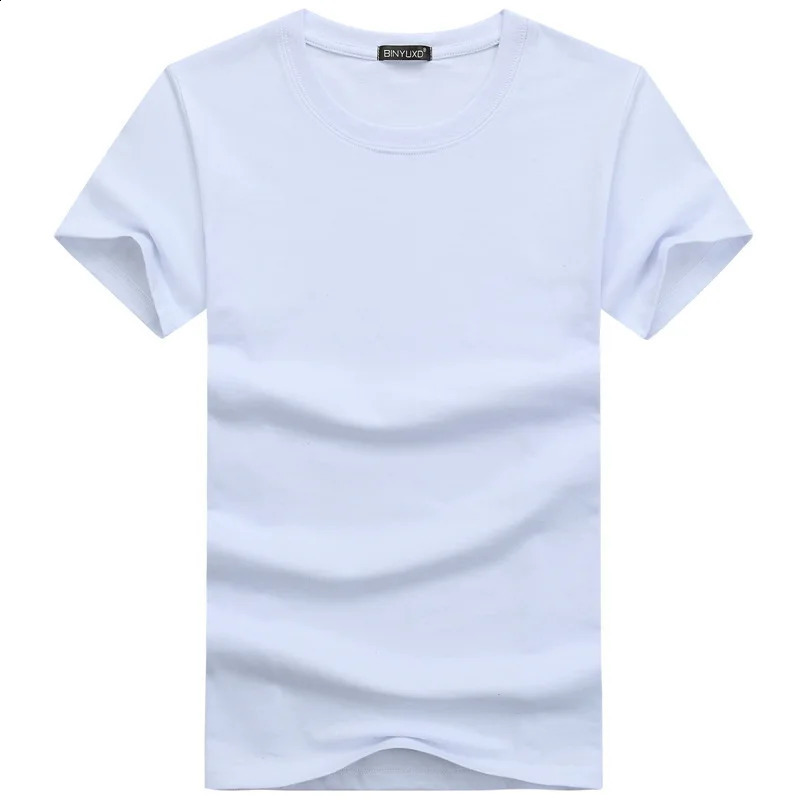 Casual Style Plain Solid Color Mens Tshirts Cotton Navy Blue Regular Fit Summer Tops Tee Shirts Man Clothing 5XL 240823