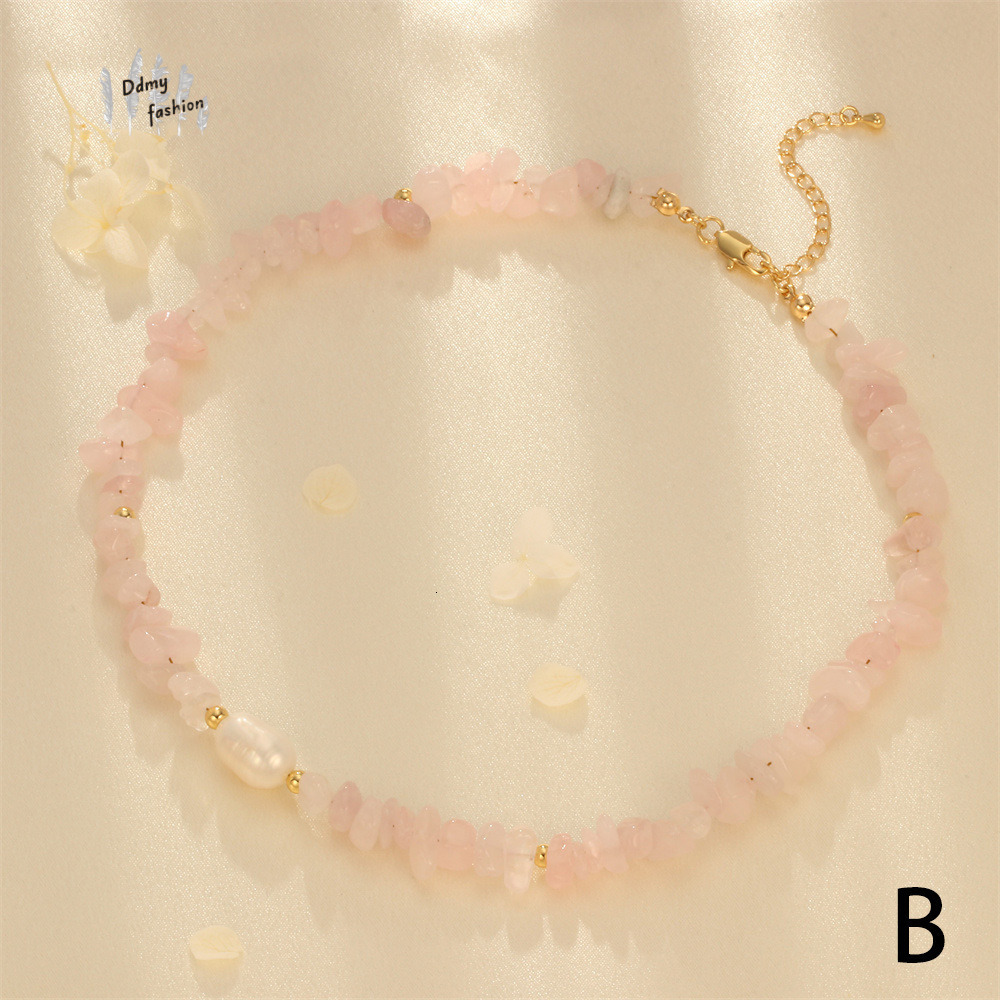 Bohemian style accessories, women's summer orchid pine amethyst necklace, colorful crushed stone splicing pearl necklace F08.30-13.5 a5ca2