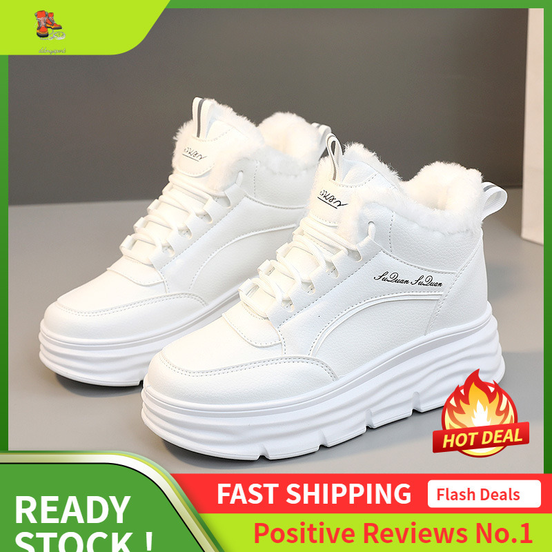Ddmysports W Velvet For Winter New Inner Elevated Warm Women S Small White Thick Sole Cotton Board Shoes OUTDOOR