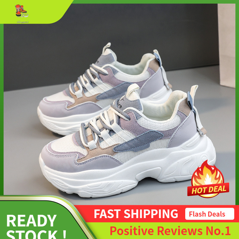 Ddmysports K New Color Blocked Women S Shoes Autumn Mesh Breathable Height Increasing Thick Sole Versatile Casual Old OUTDOOR