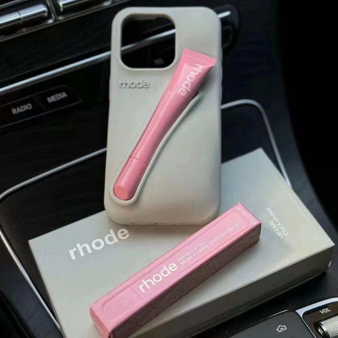 Lipstick Silicone Phone Case with Portable Gloss for iPhone 16/15/14/13 Pro Max - Soft 3D Makeup Design Lip Balm Holder Case, 2024 dh5727163