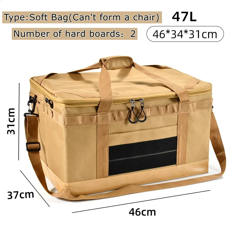 47L 32 Large Capacity Camping Storage Bag Portable Luggage Organizer Versatile for Outdoor Picnic Barbecue Cooking with Handle 240828