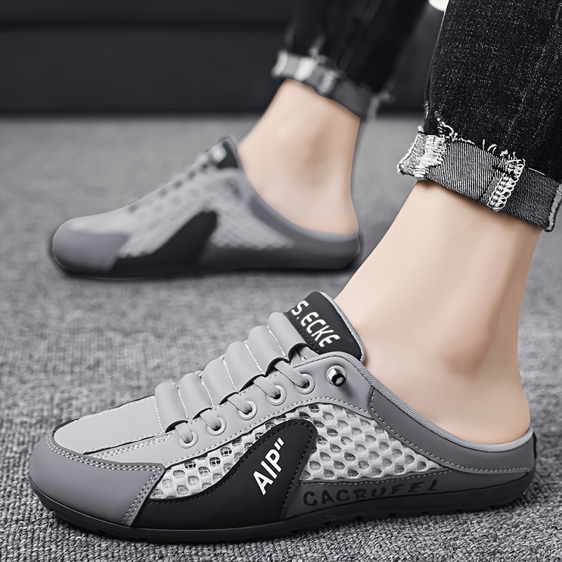 Mens Breathable Slip-On Shoes slippers - Lightweight, Non-Slip, Elastic Band Closure, Fabric Upper, EVA Insole, PVC Sole, Solid Color, Outdoor Walking