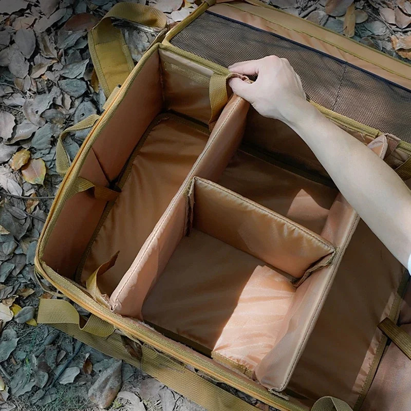 47L 32 Large Capacity Camping Storage Bag Portable Luggage Organizer Versatile for Outdoor Picnic Barbecue Cooking with Handle 240828