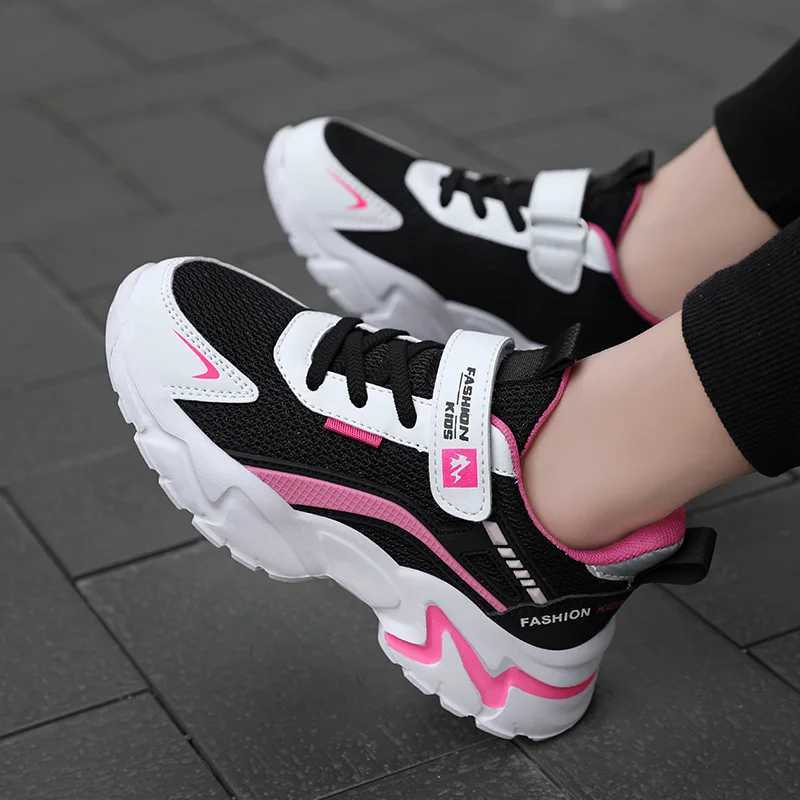 Childrens casual pink girls shoes outdoor comfortable running shoes sports shoes breathable student childrens boys sports walking shoes W250318