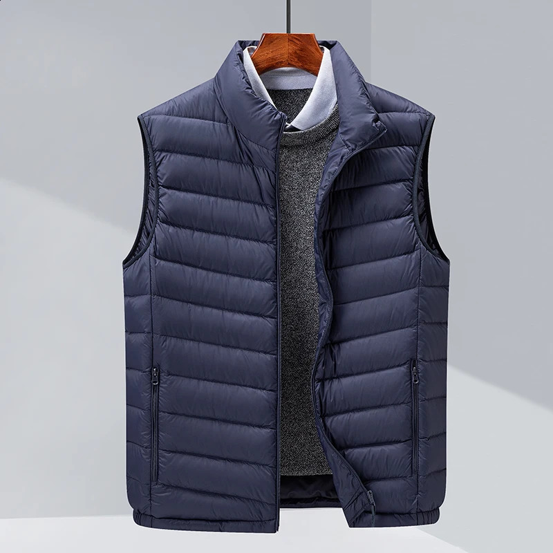 Yes mens standing collar down jacket autumn and winter thin vest sleeveless 240828