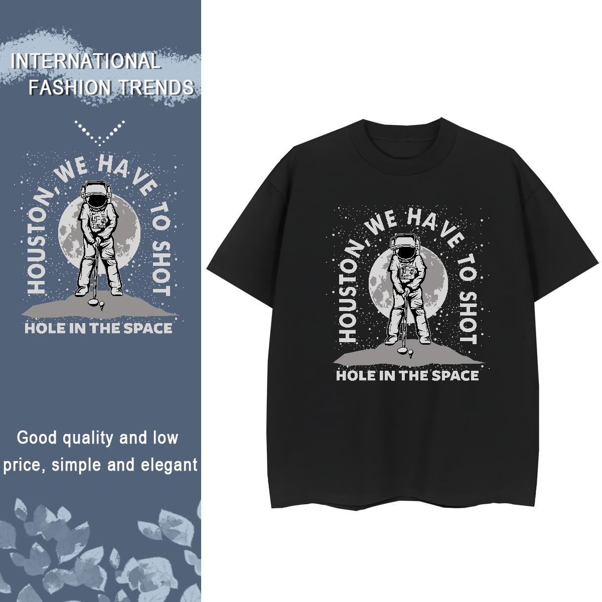 Wholesale Couples T Shirts 230g 100% Cotton universe Hip Hop Women T Shirts Breathable Cartoon Floral Printing Wear