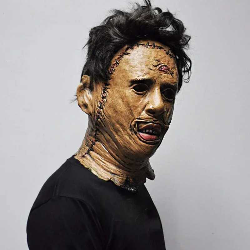 Halloween Mask The Texas Chain Saw Massacre Fur Mask Head Cover Film Props Latex Ball Mask Headgear Y240829