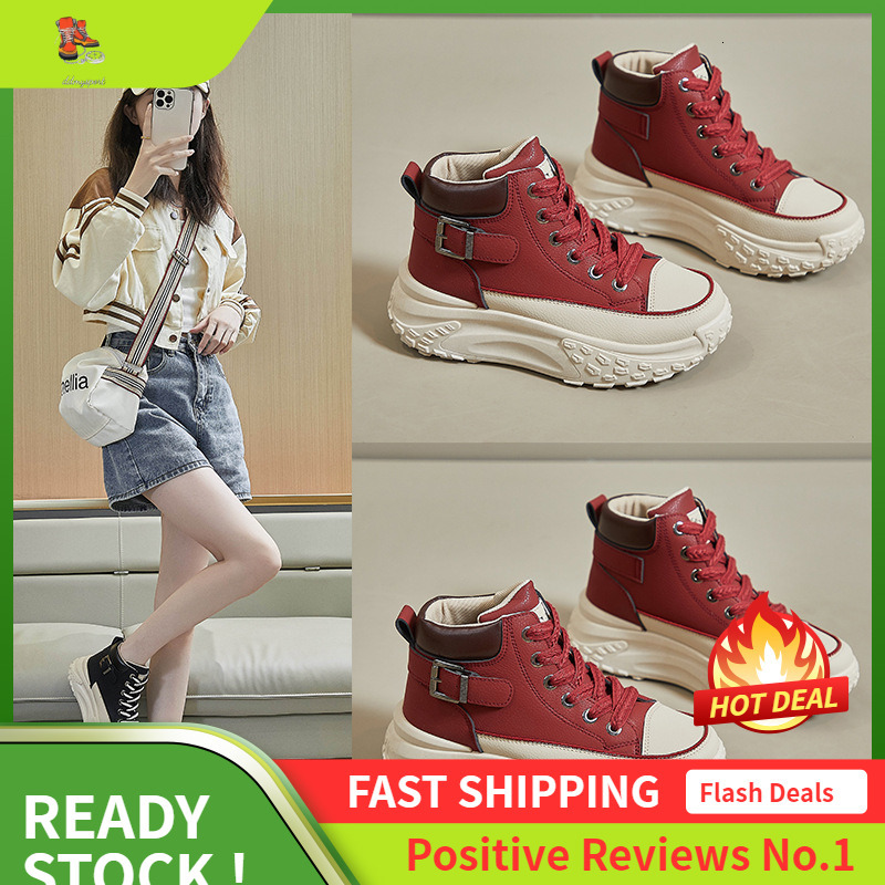 Ddmysports Autumn High Top White New Korean Version Ins Female Student Thick Sole Height Increasing Sports Board Shoes Casual Y OUTDOOR