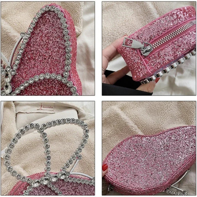 Butterfly Evening Bags Matte and Sequin Hollow Handbag Female Red Rhinestone Purses Lady Clutch Purse for Wedding Party 240828