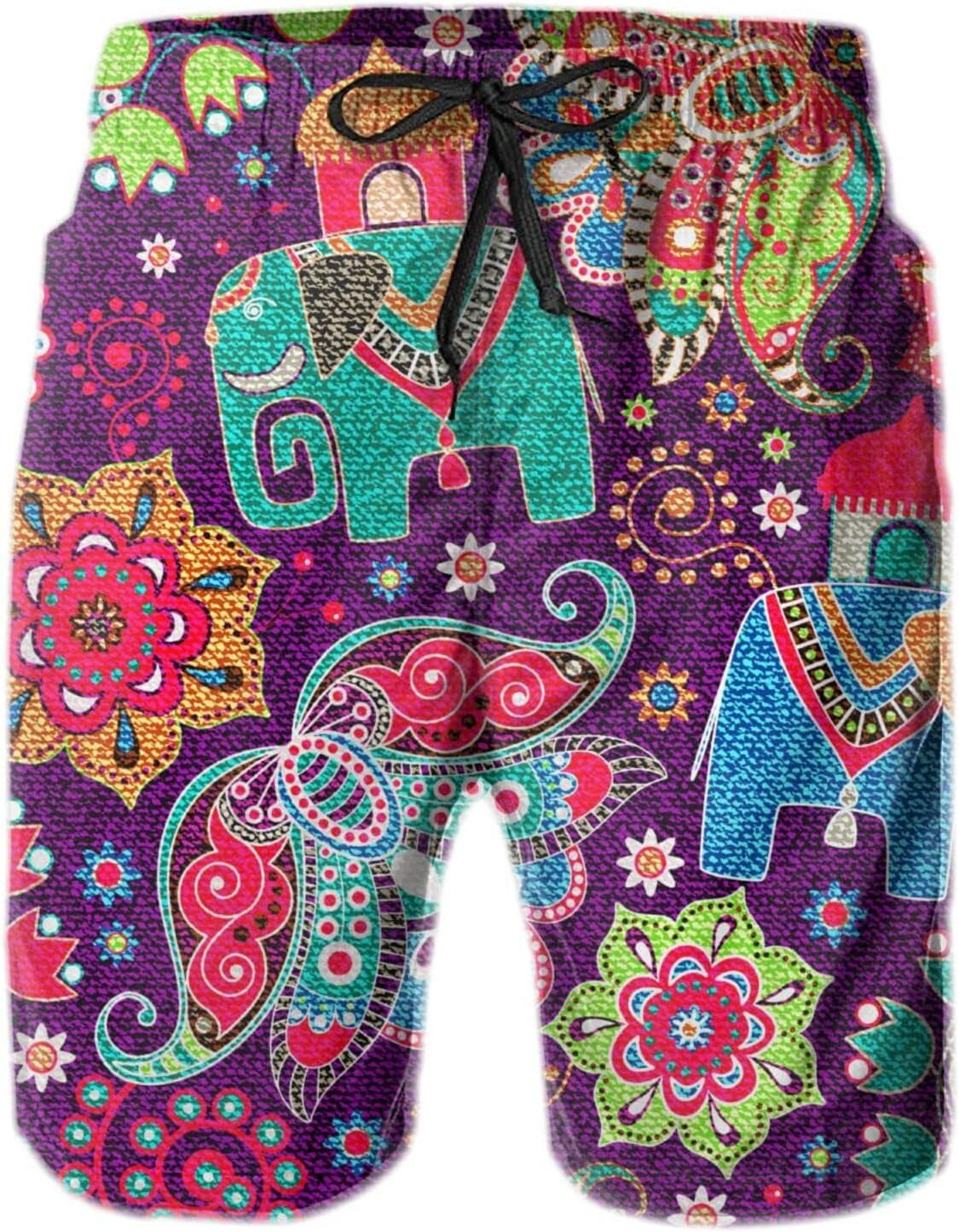 Mens Shorts 3D Printing Pattern Thailand Elephant Swim Trunks Quick Dry Print Beach Board Swimwear