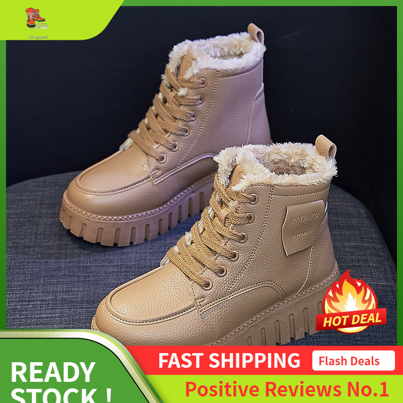 Ddmysports Winter New Ins Korean Edition Plush White Shoes For Female Students Igh Top Thick Bottom Casual Warmth OUTDOOR