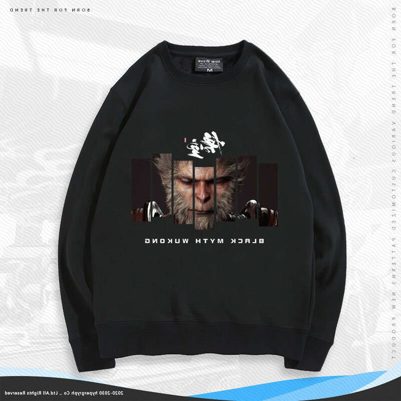 News Free Shipping 2024 New Black Myth Wukong Printed Top Loose Heavy Duty Round Neck High Quality Youth Men's Hoodie - view 3