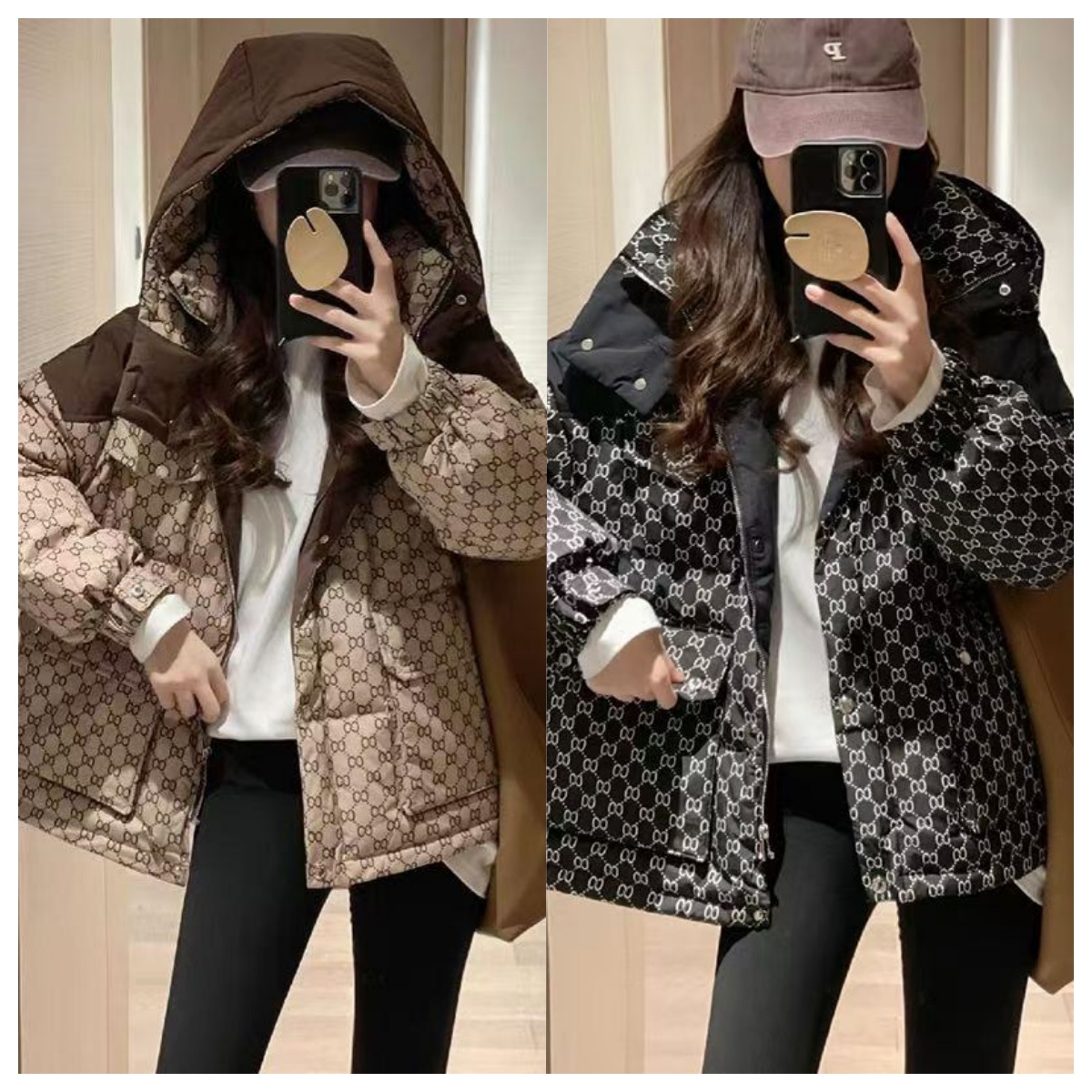 Women's Designer Down Jacket Parka men's black down jacket with hat, high-end casual outdoor winter jacket