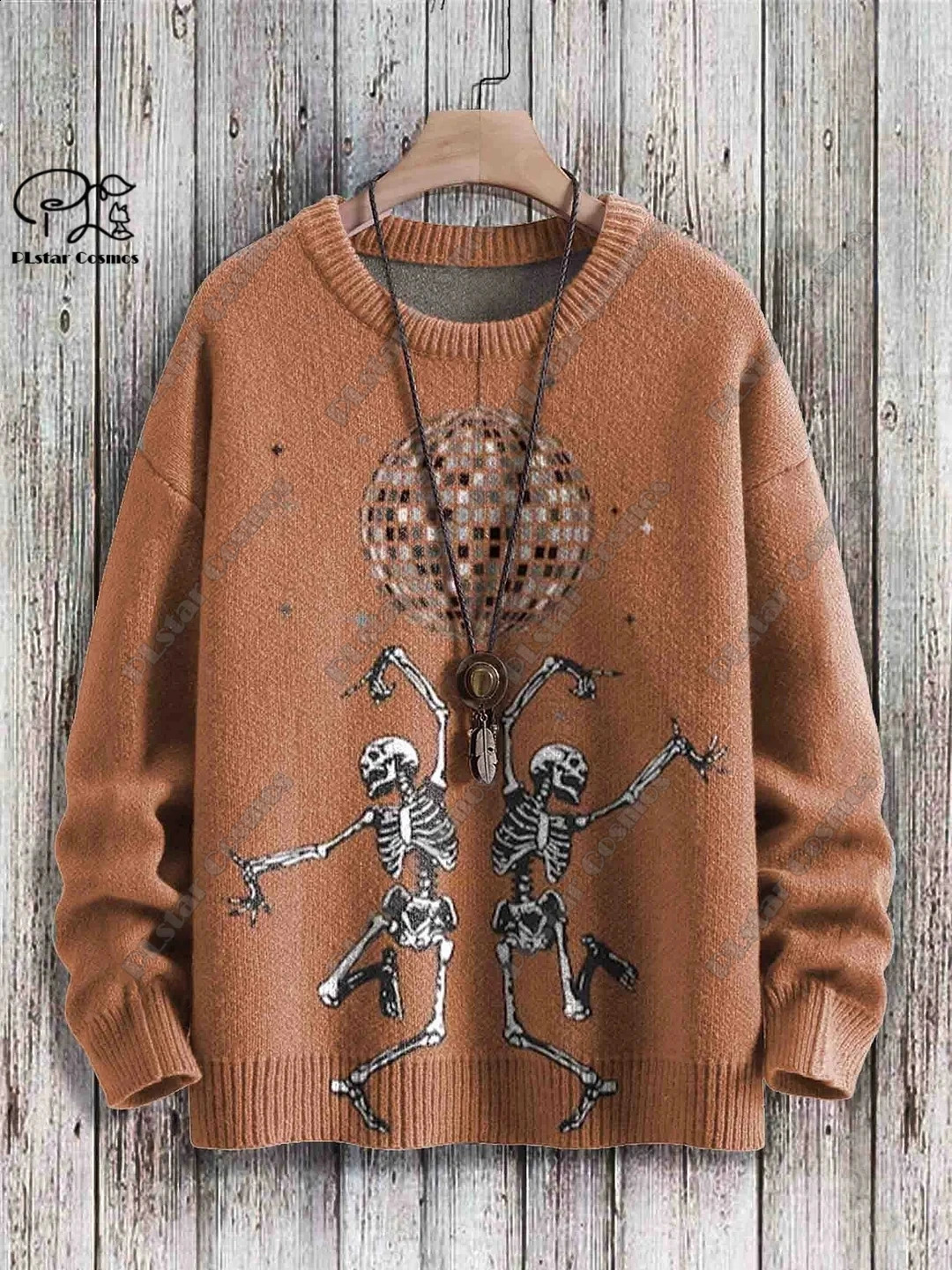 3D Printing Halloween Series Retro White Ghost Horror Skull Pattern Ugly Sweater Casual Neutral Winter Sweater YK-1 240829
