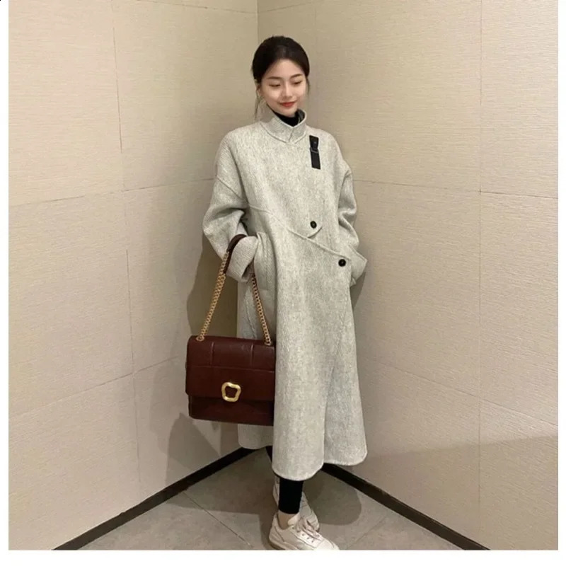 High end womens wool coat British style high-end double-sided cashmere coat Pink wool coat Fashion style Temperature 240828