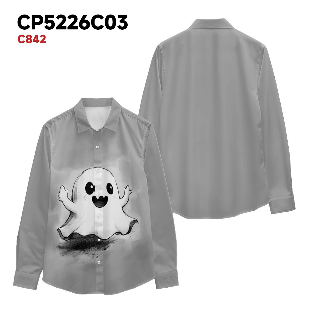 Mens casual long sleeved Halloween fire skull print top outdoor fashion and comfortable shirt for spring and autumn y2k mens clothing 240829