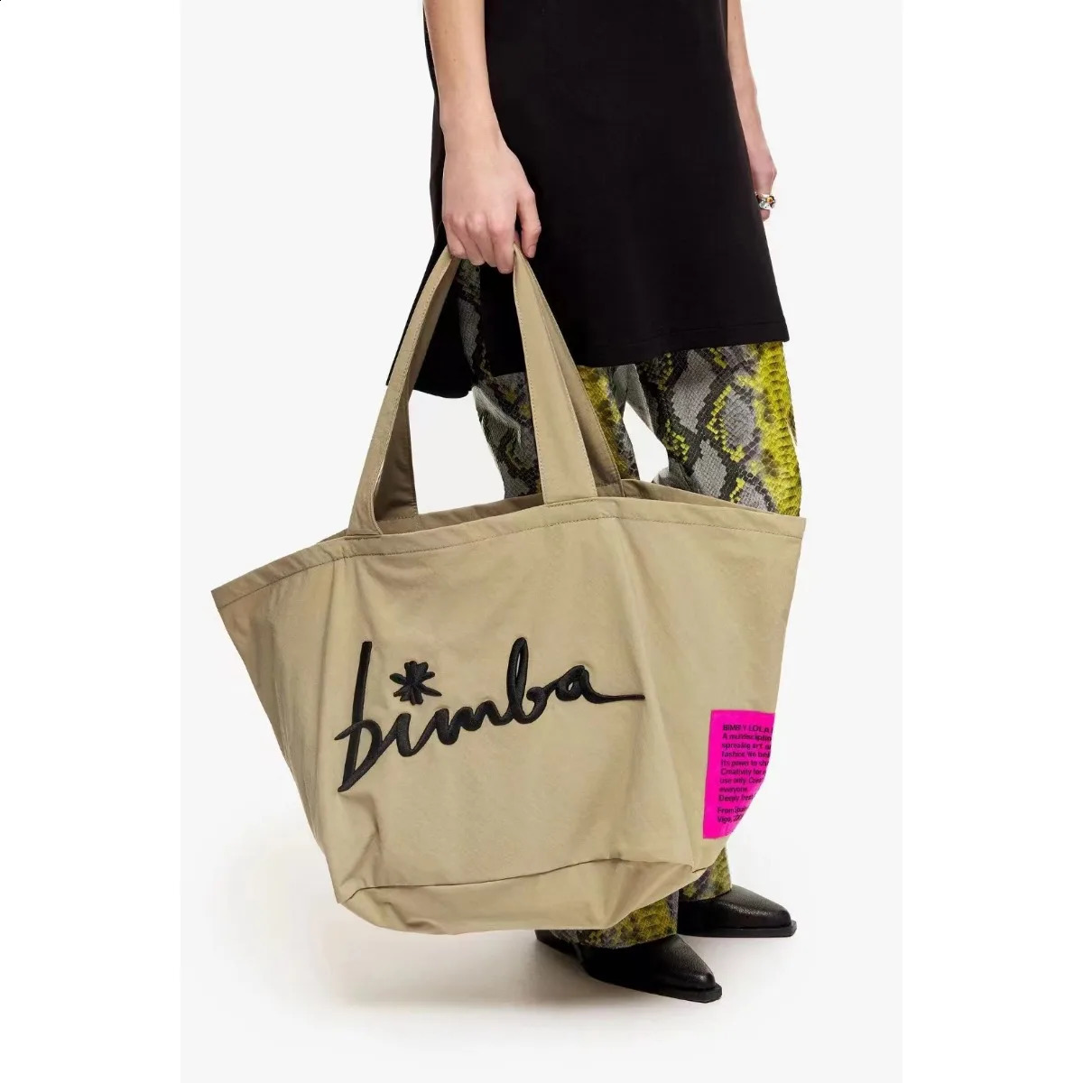 Letter embroidery womens fashionable large capacity handbag solid casual shoulder lightweight canvas shopping bag 240829 b34e