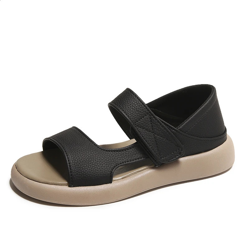 2024 Summer Flat Bottom Round Toe Sandals Casual Two Wear Beach Women Retro Comfortable Student Sandals 240827