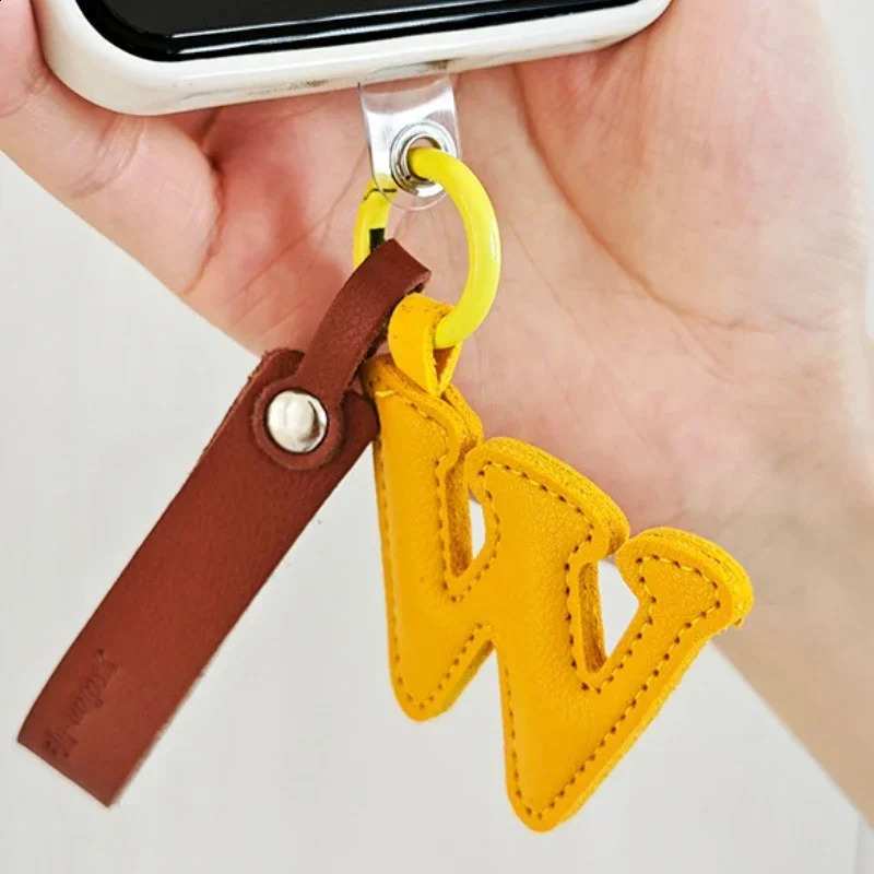Creative Leather English Letter Keychain Bag Hanging Ornaments Pendant Charms Decorations for Bag Phone Bag Accessories Gift 250214