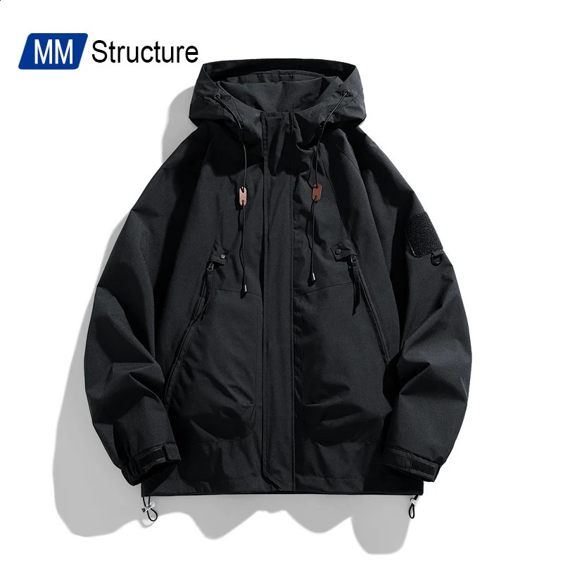 Neutral Outdoor Hooded Wind-Proof Waterproof Jacket High Quality Casual Student Loose Streetwear Windbreaker Men Clothing Spring 240828