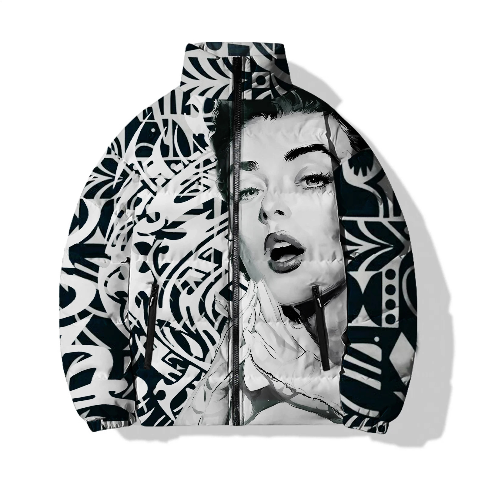 Japanese Anime Mens Winter Coat Retro Sculpture Cold Jackets 3D Printing Parka Man Stylish and Comfortable Cool 240828