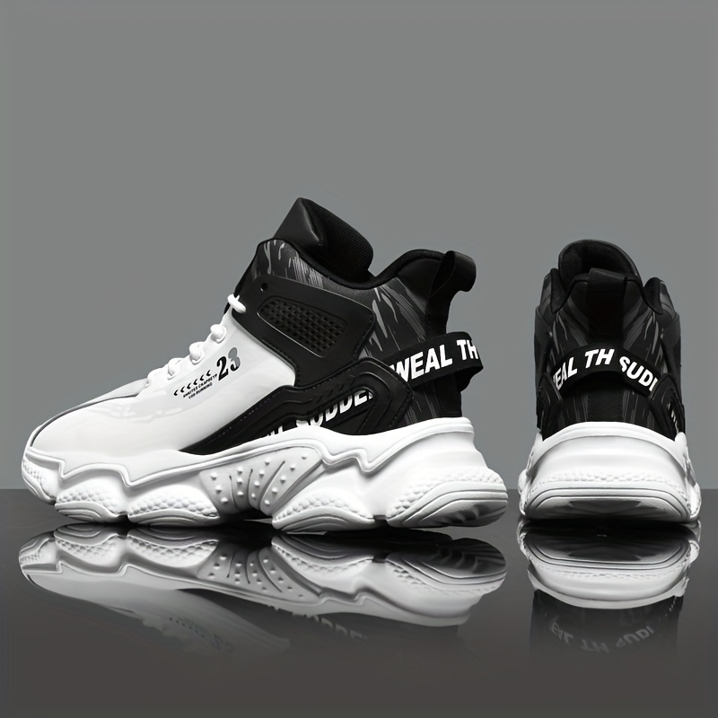 Comfy Non-Slip Lace Up Sneakers for Men's Outdoor Activities with Shock Absorption and Trendy Color Block Design