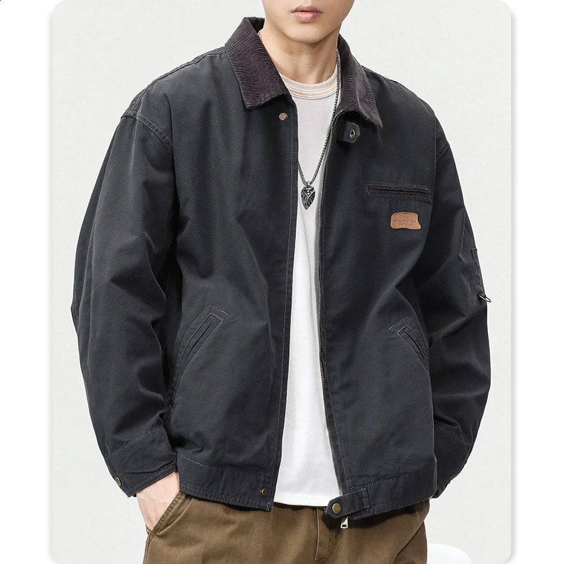 Spring and autumn trend mens fashion circle loose work jacket highend American style 240829
