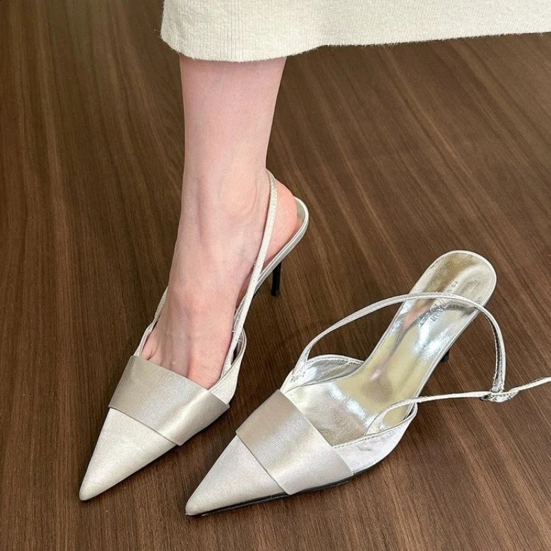 2024 Womens Pump Shoes High Heels Summer Party Shoes Stiletto High Heels Sexy Single Shoes Flying Womens Mesh Breathable Womens Shoes 240827