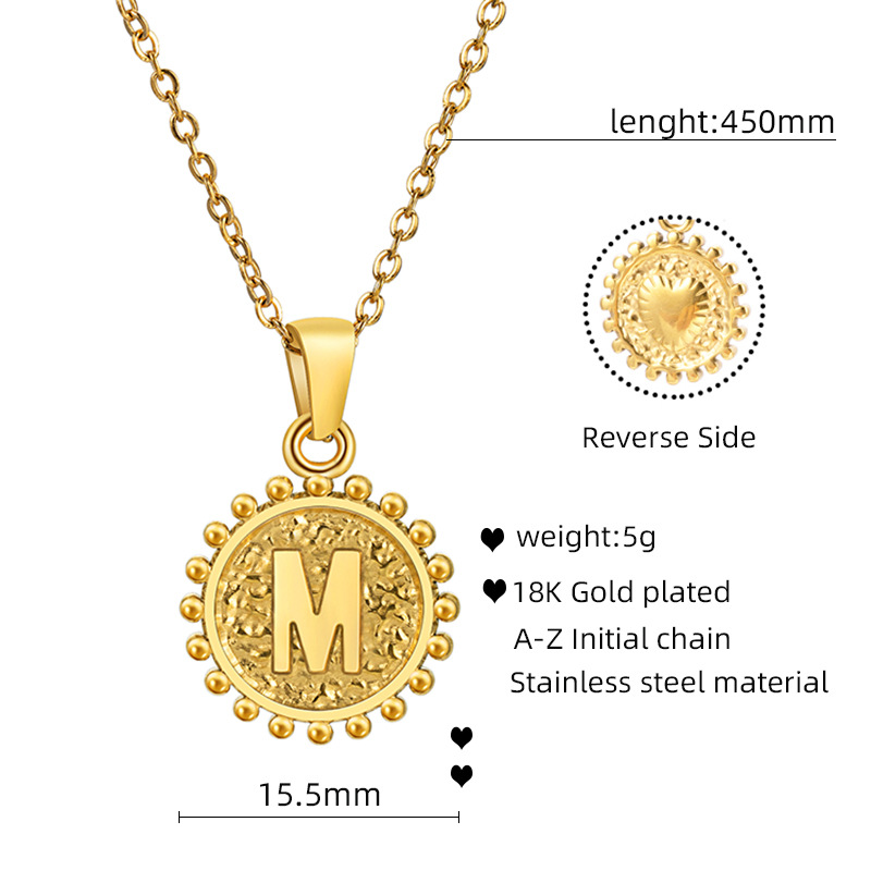 No Tarnish 18k Gold English Initial Name Necklace pendant Designer Jewelry Stainless Steel Alphabet Letter Love Heart Charm Necklaces for Women Gift F