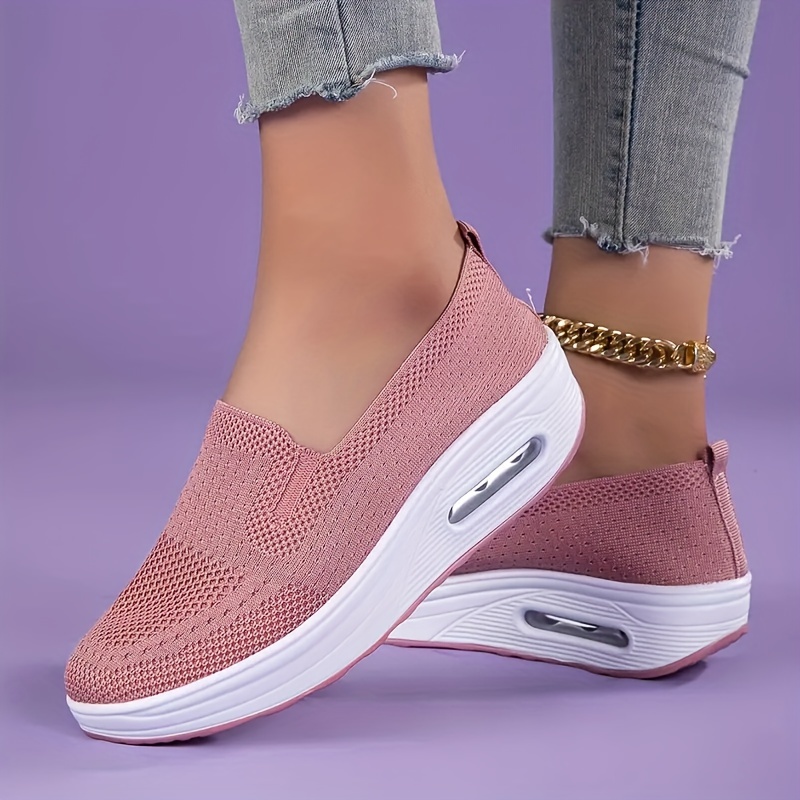 Comfortable Womens Casual Thick Bottom Shoes - Breathable Air Cushioning for Stability and Support - Fabric Upper, TPU Sole, Spring Season Essential
