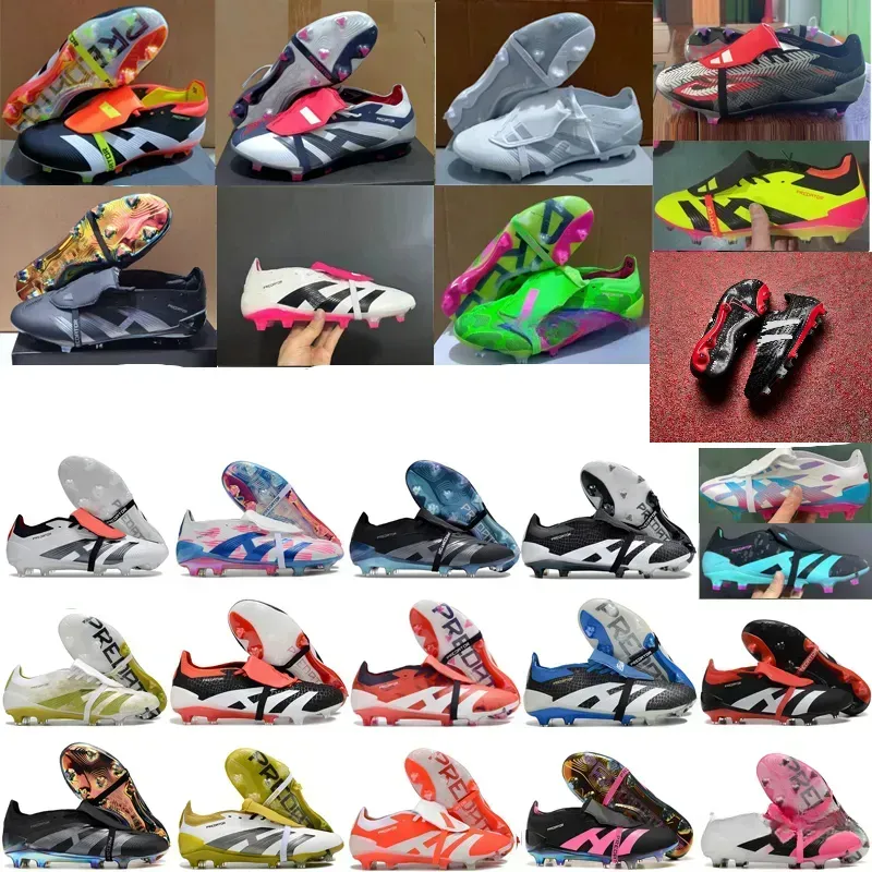 24Send With Bag Quality Football Boots 30th Anniversary 24 Elite Tongue Fold Laceless Laces FG Mens Soccer Cleats Comfortable Training Leather Football Shoes kids1