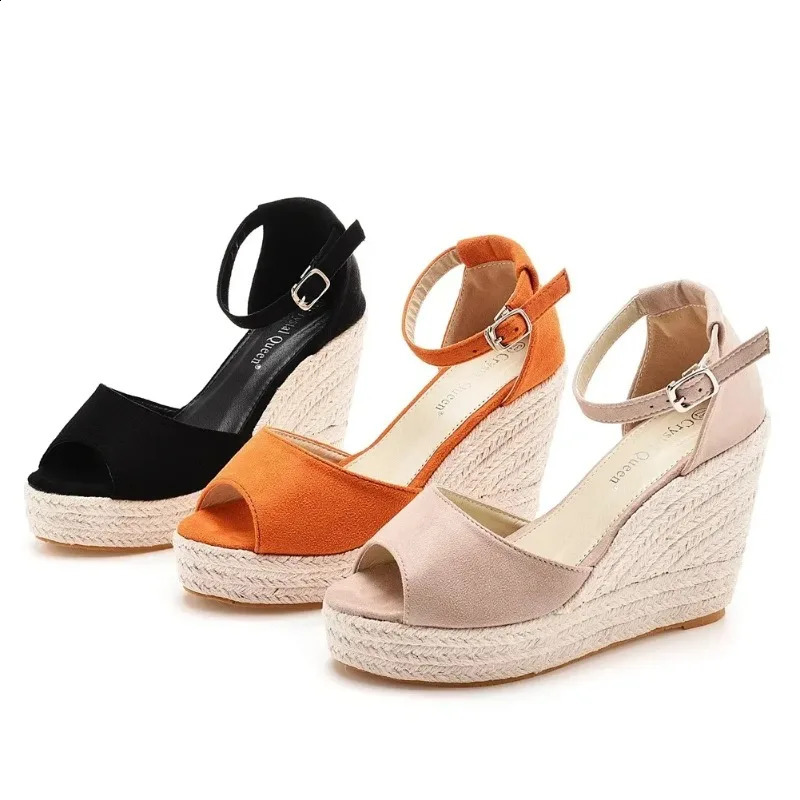 Summer Sandals Womens Buckle Hollow Basic Group 10.5CM Wedge Bohemian Fishing Rod Modern Sandals Orange Womens Heel 240827