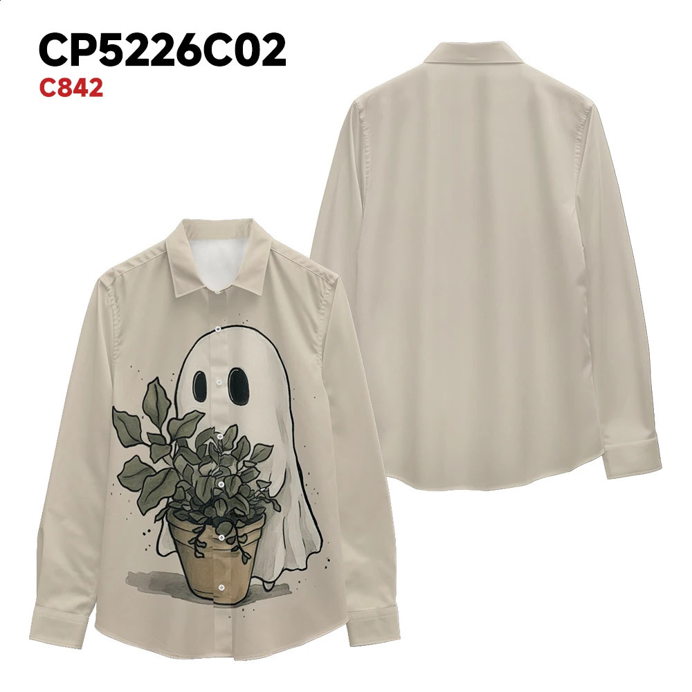 Mens casual long sleeved Halloween fire skull print top outdoor fashion and comfortable shirt for spring and autumn y2k mens clothing 240829