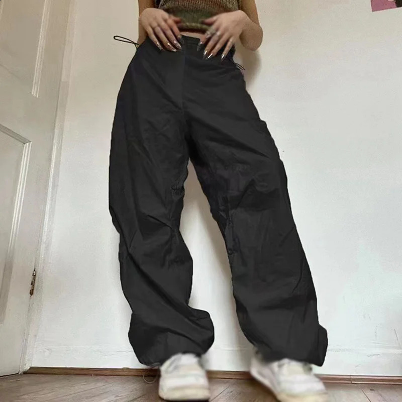 Womens Y2K cargo pants low waist sports drag wide leg loose mens streetwear punk casual technical ner 240827