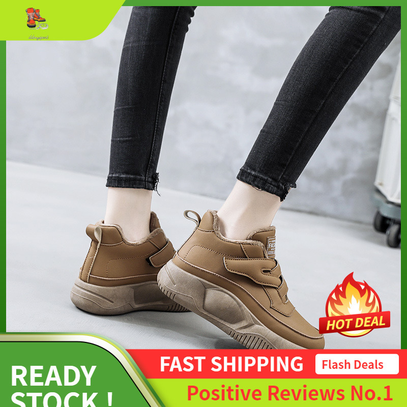 Ddmysports K Winter New White Women S Korean Edition Thick Bottom With Velvet For Warmth And Eight Increase Board Shoes Cotton OUTDOOR