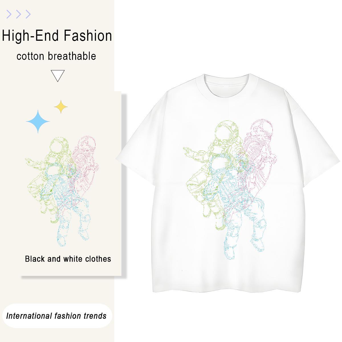 5A Women Tees 230g Pure Cotton planet Street Casual Womens T Shirts Breathable Short Sleeve DIY Anime Printed Clothes