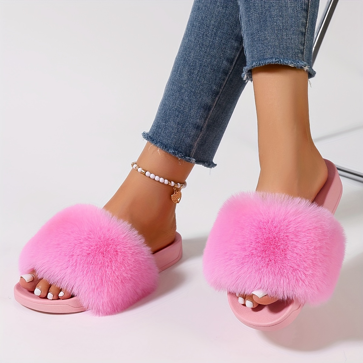 Cozy Faux Leather Womens Slippers - Soft, Breathable, Anti-Slip, Summer-Ready, Open-Toe, Flat, Slip-On Shoes with Rubber Insole and PU Sole - Stylish,