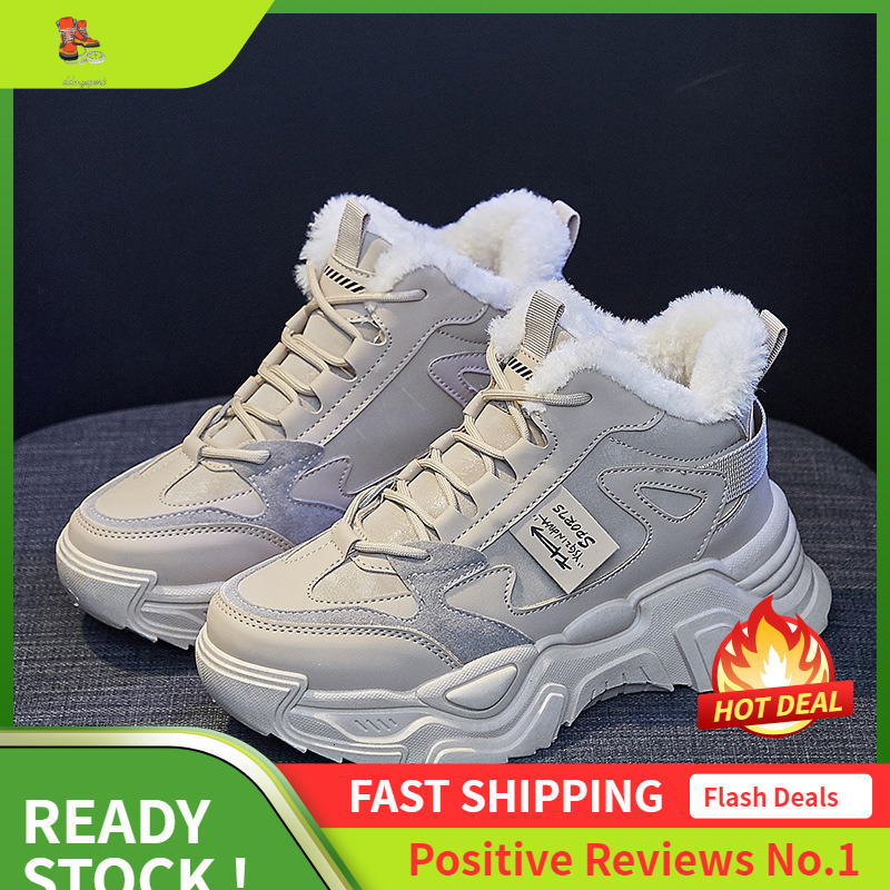 Ddmysports Plush High Top Dad For Women Winter New Korean Version Warm Sports Student Ins Cotton Shoes K OUTDOOR