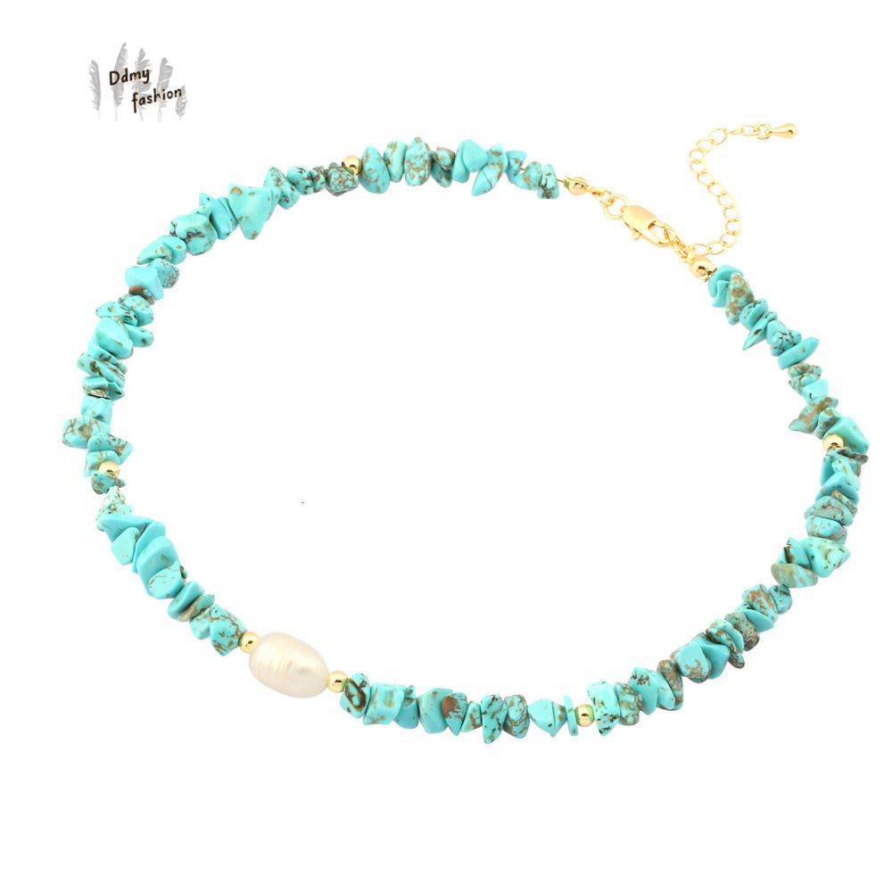 Bohemian style accessories, women's summer orchid pine amethyst necklace, colorful crushed stone splicing pearl necklace F08.30-13.5 a5ca2